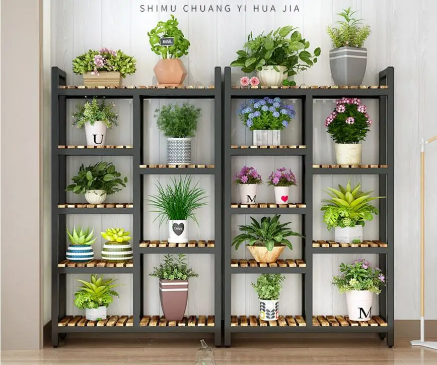 

Flower rack Solid wood Tieyi Flower Shop display rack, indoor multi-storey floor balcony flower rack