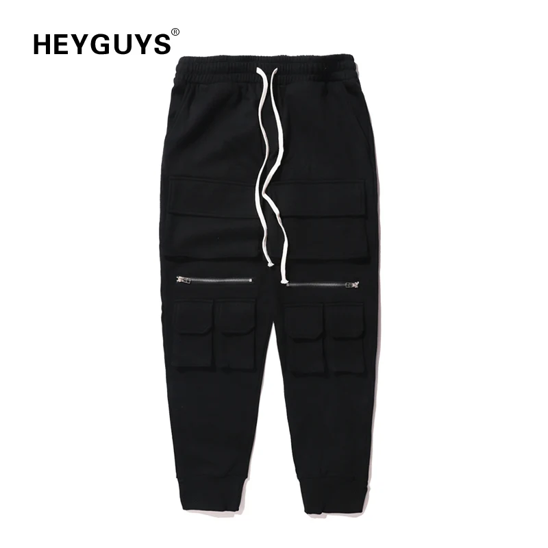 

HEYGUYS fashion Fitness Long sweatPants Men Casual pants Jogger Trousers Fashion Fitted Bottoms streetwear hiphop zipper
