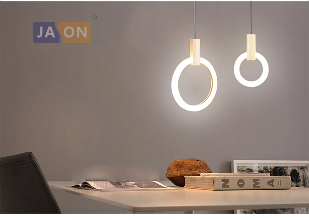 LED Нордик Железные Деревянные Акрил кольцо DIY Светодиодные Лампы.Светодиодные Светильники Люстры Подвесные.Светильники Подвесные Светильники.Светильник Подвесной Светильник. Для Столовой,Фойе и Спальни