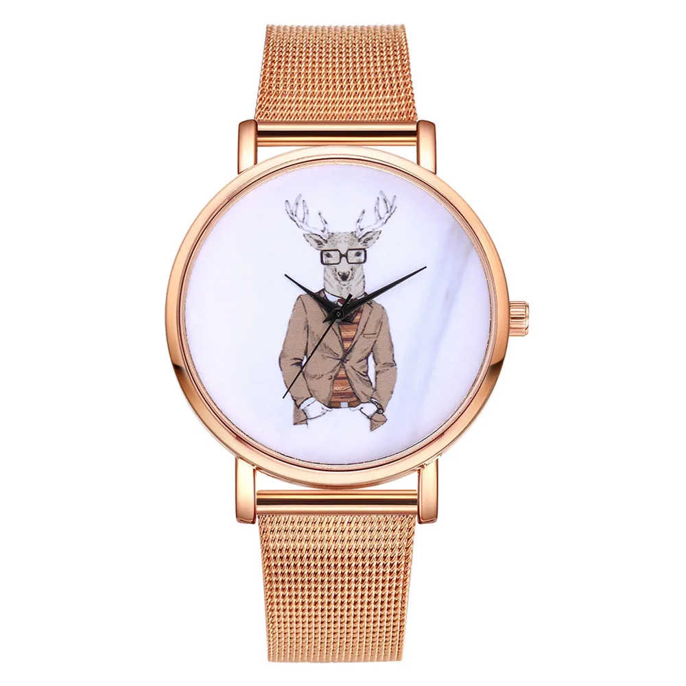 

Women Watches Rose Gold Cartoon Dial Ladies Quartz Wristwatch Simple Alloy Mesh Belt Strap Clock Casual Relogio Feminino533