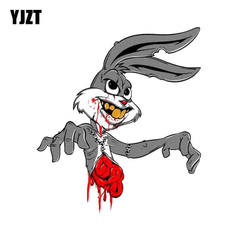 

YJZT 11.7CM*13.3CM ZOMBIE Walking Dead Rabbit bloody Car Sticker Reflective Personality Decal C1-7467