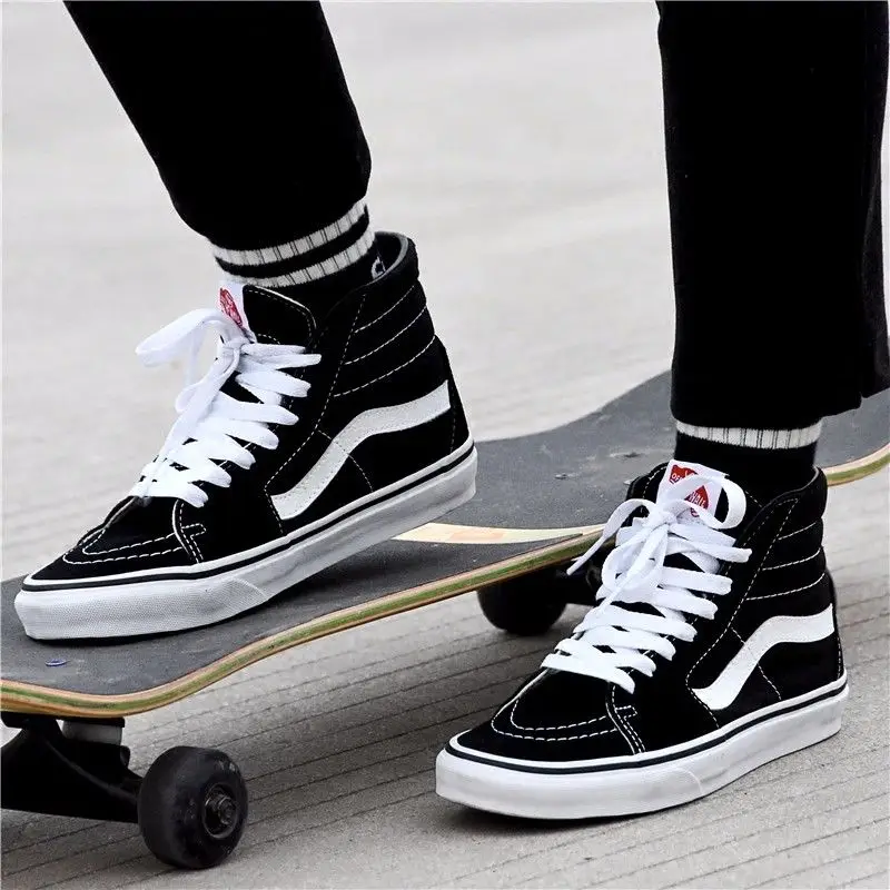 

TRILEINO high-top CLASSICS SK8-hi black white Unisex MEN Skate canvas shoes women Old Skool Vulcanized canvas shoes