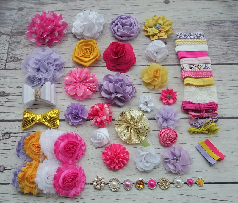 

Shower Headband Station Kit,DIY Headband Making Kit,First Birthday Party Headband Kit,Hair Bow Kit ,yellow,white,hot S51