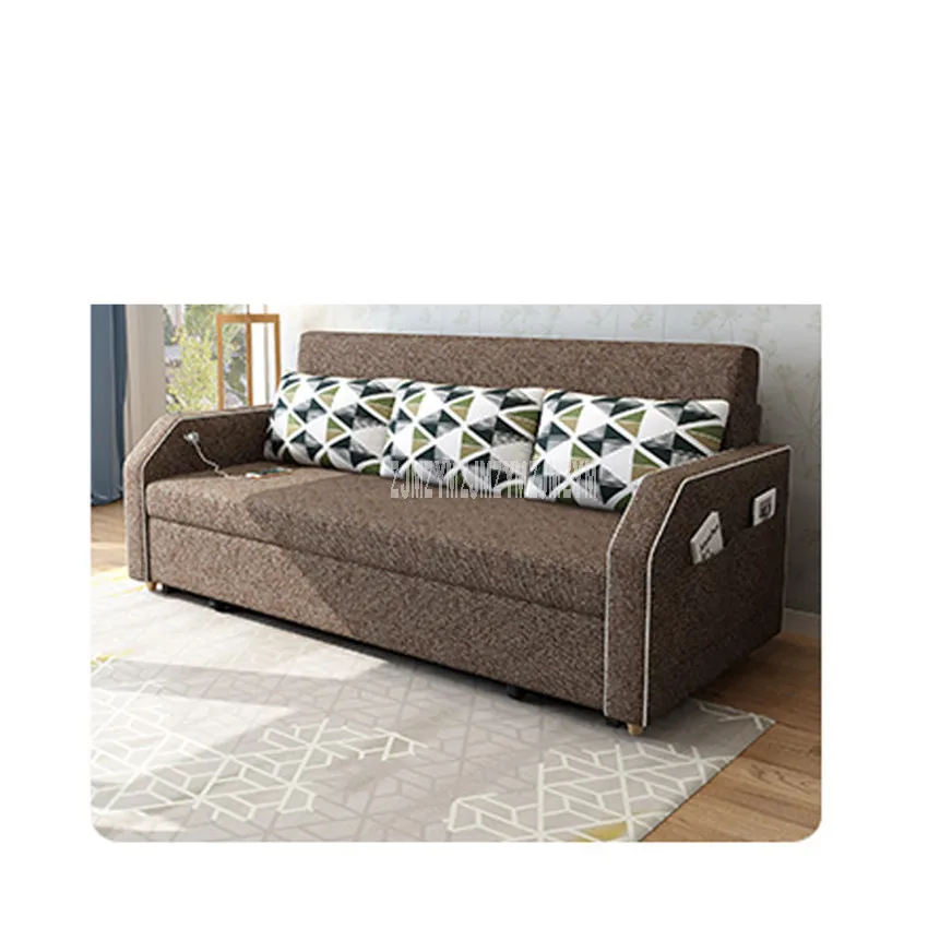 Диван для гостиной, кровать, мебель, современный моющийся лен, хлопок, твердый деревянный каркас, натуральный латекс+ губка, наполнитель, раскладной диван-кровать - Цвет: coffee