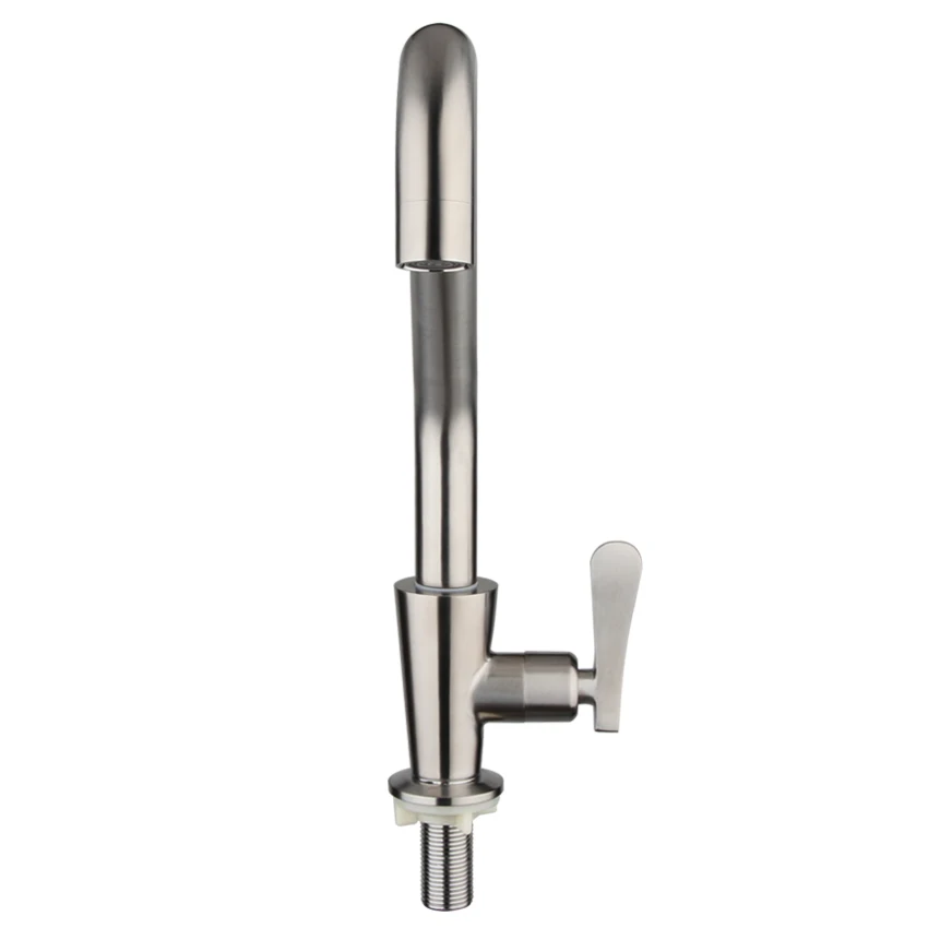 Single cold water faucet Kitchen faucet brushed kitchen tap 304stainless steel Single Handle Single Hole Deck Mounted Ceramic