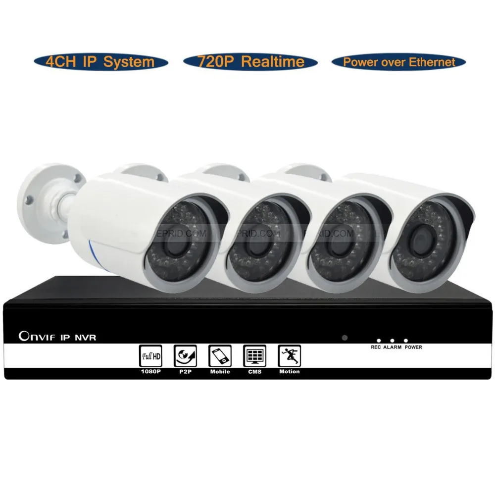 

4CH NVR HD 1 MP 720P PoE Outdoor Wired IP Network CCTV Security Camera System