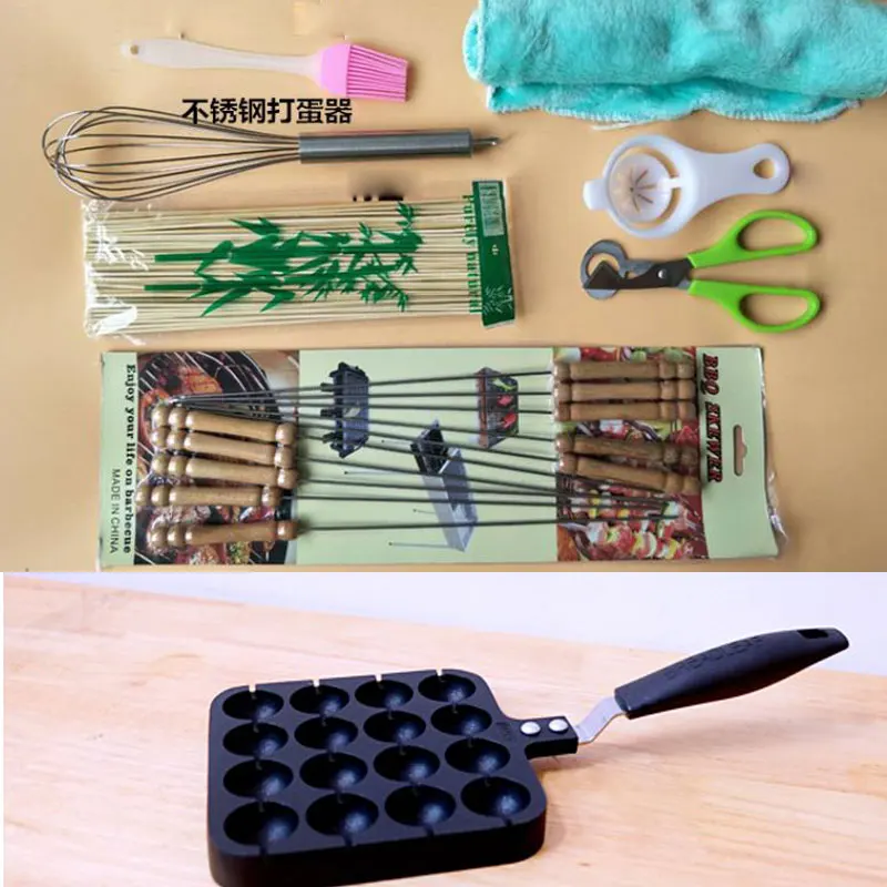 

16 holes Small Octopus Ball machine octopus grill plate Takoyaki Handled Pan Aluminum Alloy Takoyaki Maker with Gift Buy 1 Get 8