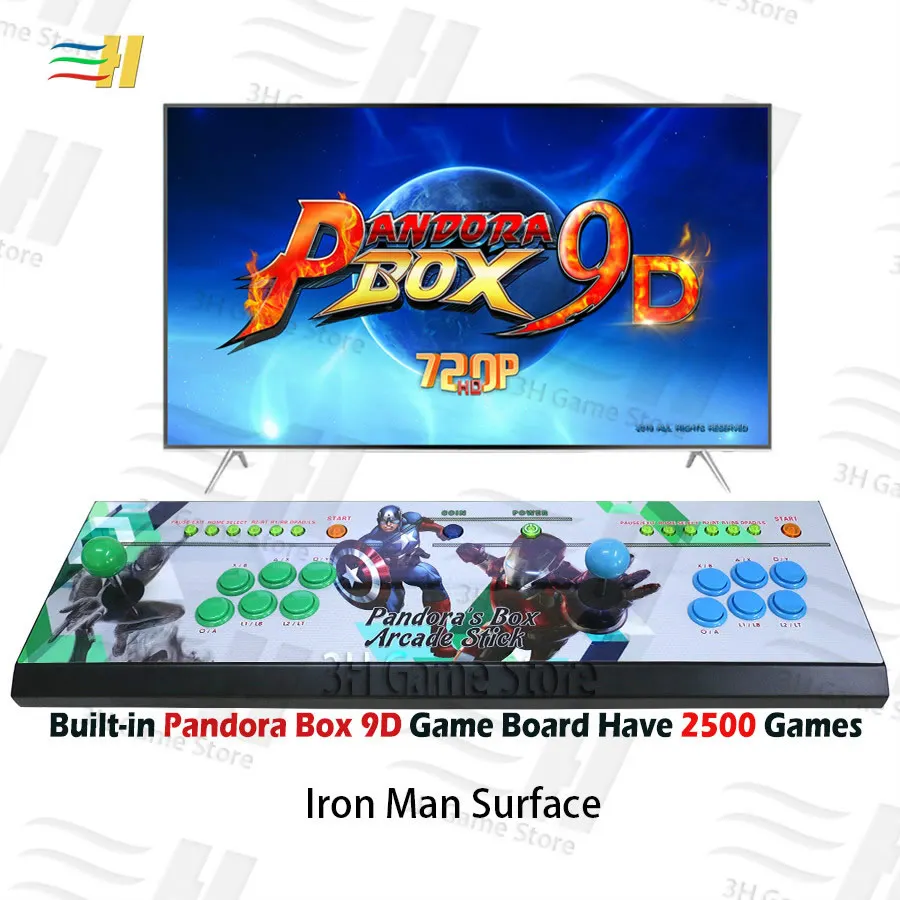 Pandora Box 9D 2500 В 1 игровая консоль для аркадных игр контроллер usb подключение 3P 4P геймпад поддержка 3D игры tekken mortal kombat pacman