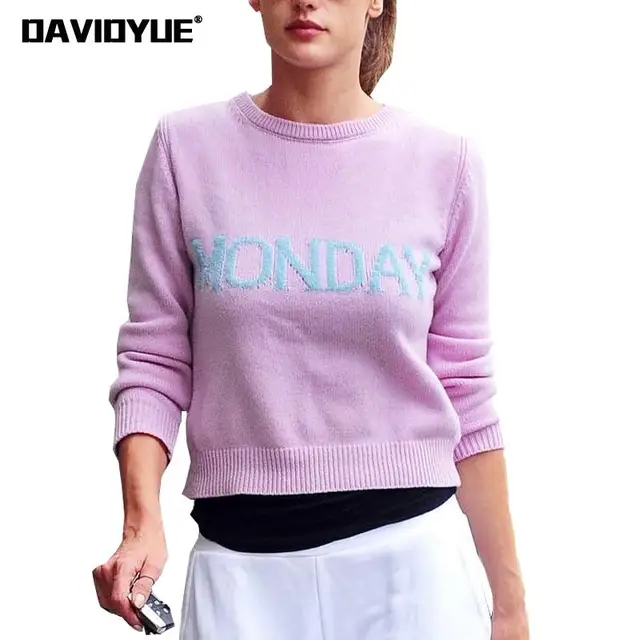 Settimana Autunno Lavorato Donne Maglione Natale Di Lettera A Maglia gqOS5wx6