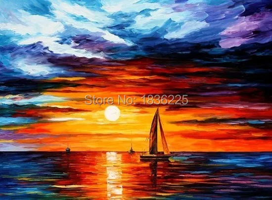 

Wholesale Cheap but Good Quality Handmade Oil Painting on Canvas Landscape Sunrise Seascape Painting for Living Room Decor