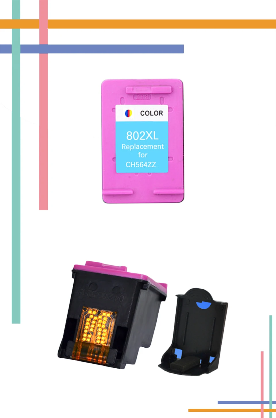 for HP 802 Color compatible cartridge