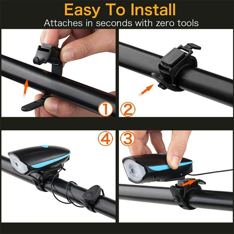 Clearance Zacro USB Cycling Light 5 Modes Ultra Bright Tail Rear Lights and 3 Modes Bicycle Bike Front Light with 120db Horn Bell 5