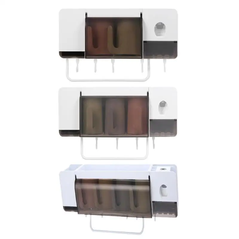 

5pcs/Set Toothpaste Dispenser Squeezers Wall Mount Toothbrush Cup Holder Easy Wall Mounting Save Space Home Essential Products