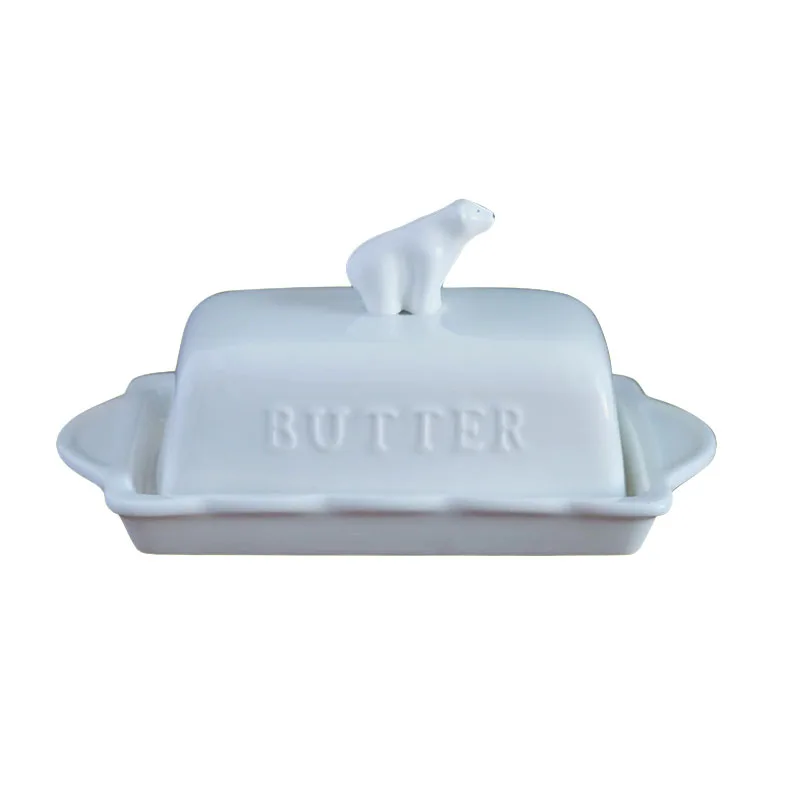 

Ceramic Butter Plate Container Holder Top Butter Cheese Dishes Server Storage Keeper Tray Easy to Hold Lid