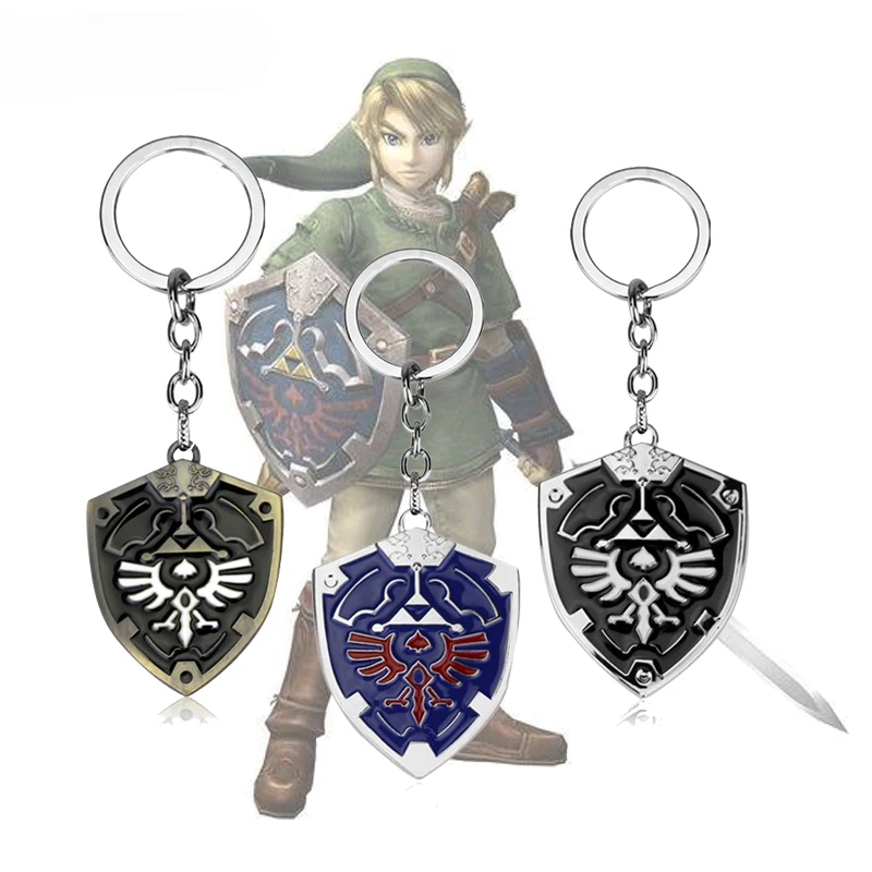 

4 Types Keychain Game Jewelry The Legend of Zelda Keychain Metal Shield Enamel Key Chain Key Ring For Men Souvenirs Cosplay