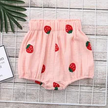 Летние полипропиленовые трусы шорты с принтом фруктов и клубники для маленьких девочек, нижнее белье Модные Детские повседневные штаны с принтом, шорты, новинка года