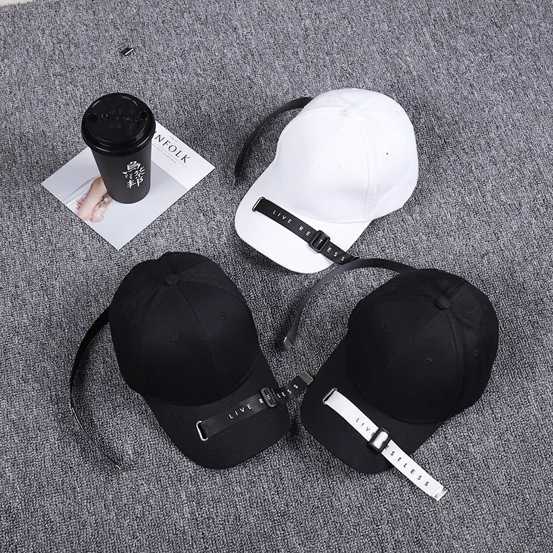 

Spring Summer Fashion Long Tape Curved Eaves hat with rings Male Ma'am Korean Baseball Cap Tide snapback bone hip hop tqmsmy cap