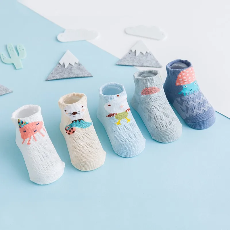 

5 pair/Set Newborn Baby Socks Children Sock Gift Animal Pattern Short Socks Non-Slip Breathable Baby Boys Girls Scoks