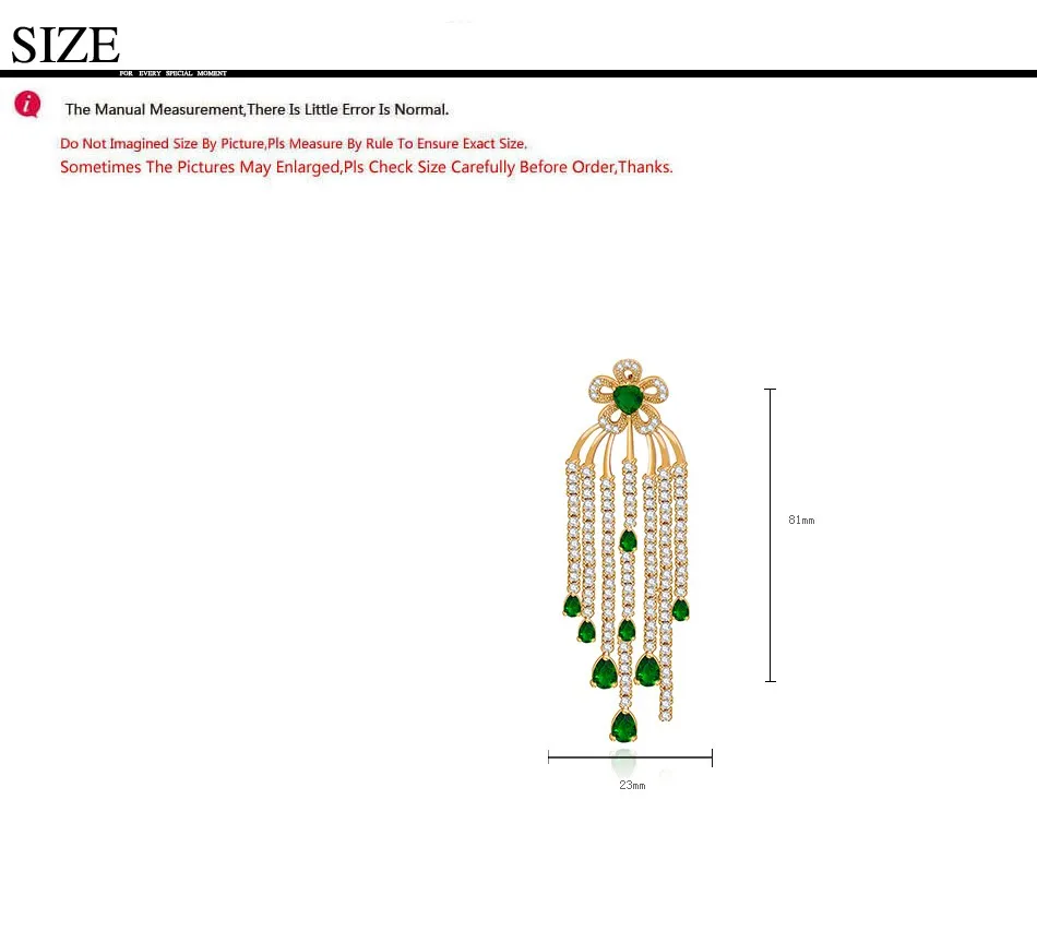 HIBRIDE красивые капли воды зеленого кубического циркония циркониевый кулон, серьги Бразилия Мода Для женщин длинной кисточкой Серьги Brincos, можно носить с E-505