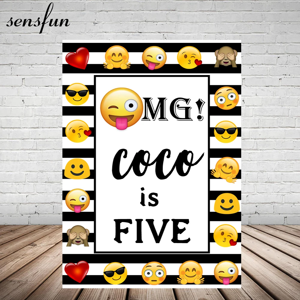 Sensfun Cartoon Emoji Photography Backdrop Children