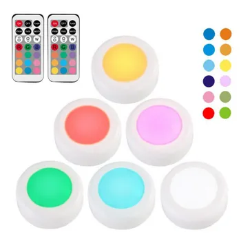 

Wireless LED Puck Lights RGB 13 Color Dimmable Touch Sensor led Under Cabinet Light For Closet Wardrobe Stair Hallway Night lamp