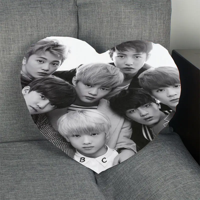 New Kpop Pillow Case NCT Heart Shape Satin Fabric Pillow Cover For Home Bedroom Wedding Decorate Pillow Cases - Color: 7