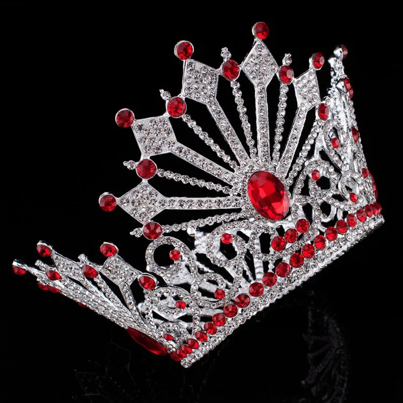 Роскошные Красота Show большой Корона круглый король принцесса queen короны большой тиара Мира Мисс барокко Свадебные украшения для волос для Для женщин голова