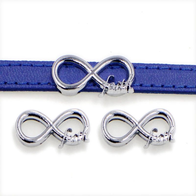 

10PCS 8mm Silver Infinite Love Slide Charms Slide Beads DIY 8mm Bracelets Wristbands,Belt Straps Pet Name Collar