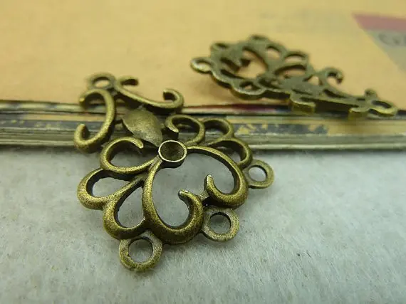 10pcs 25x36mm Antique Bronze Beautiful Folwer Connector Link Charm Pendant c3533 |