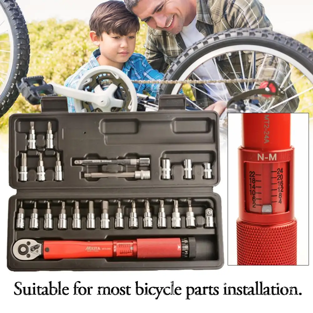

2-24Nm Bicycle Adjustable Torque Wrench Bicycle Repair Tools Kit Set Tool Bike Repair Spanner Hand Tool Set 2-24Nm Accessoires