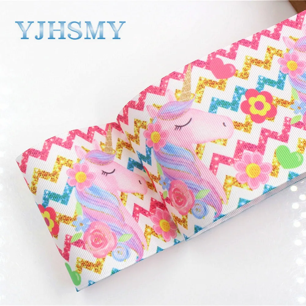 

YJHSMY G-18829-1033,10 yards 75 mm Cartoon horse Printed grosgrain ribbons,Clothing accessories,gift wrap,DIY handmade Material