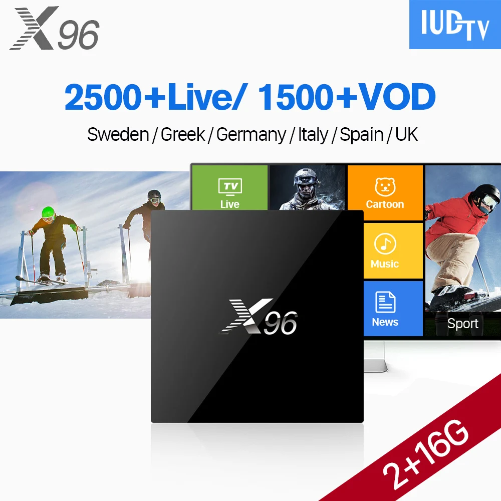 

IPTV 1 Year IUDTV Code X96 Android 6.0 Smart TV Box 2GB 16GB S905X Europe Italy Belgium IPTV Swedish Arabic IPTV Set Top Box