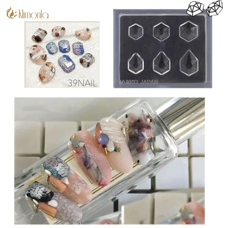 

1Pcs Silicone Mold Nail Stamping Carving Mold Nail Art Fashion Gem Heart Crystal Pattern DIY Decoration Reusable Soft Mold