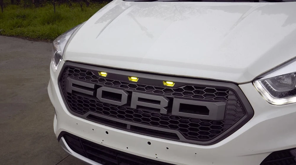 Серая решетка переднего бампера для Ford Escape Kuga 2017 2019 верхняя гонок светодиодный