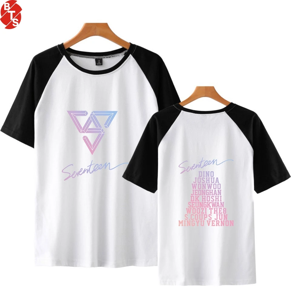 Футболка реглан с принтом SEVENTEEN Кей Поп для женщин и мужчин модная летняя