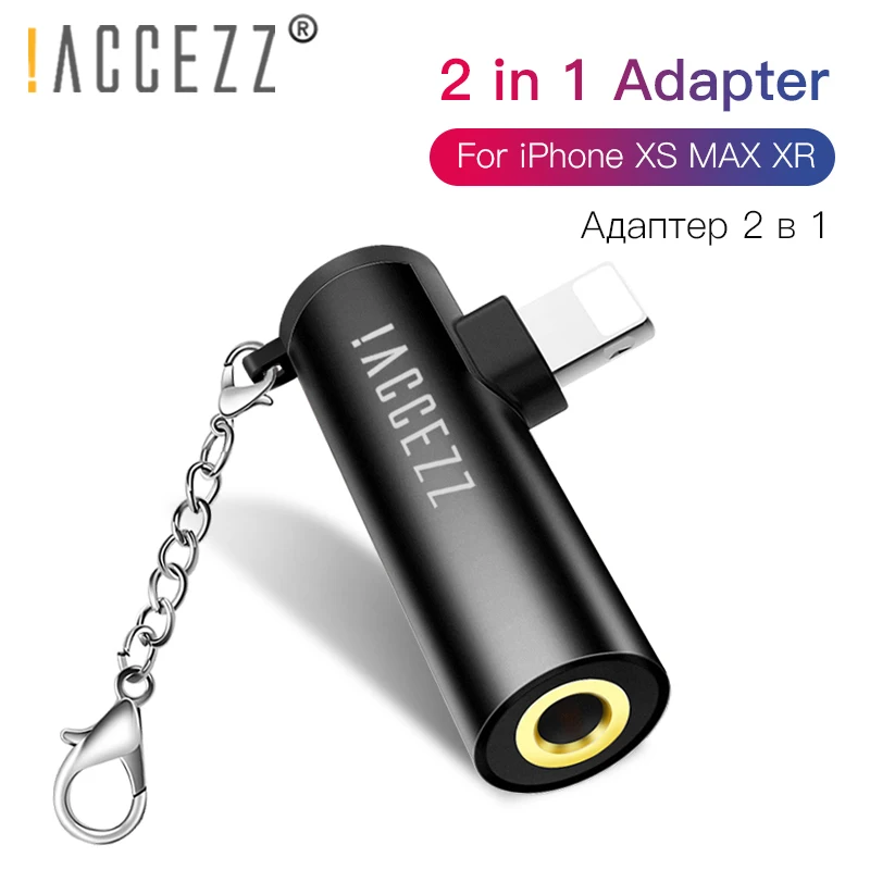 

!ACCEZZ 2 in 1 For Apple Audio Adapter For iPhone 7 8 X XR XS 3.5mm Jack Earphone AUX Charger Listening Connector For iOS 11 12