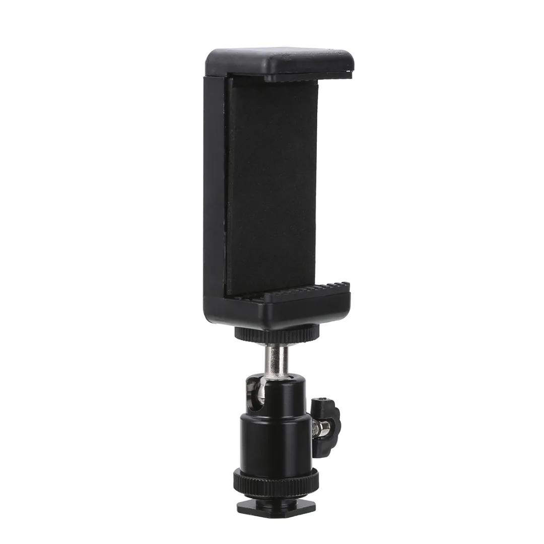 New Arrival 1pc 360 Swivel Ball Head Hot Shoe Adapter Mount With Phone Clip Holder for DSLR Camera Cell Phone