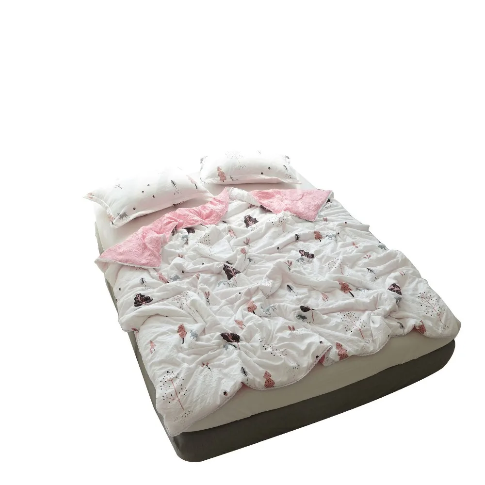 

New Patchwork Plaids Bedding Tropical Plant Animal Print Summer Quilt Washed Comforter Bed Cover Cactus Quilting for Adults Kids