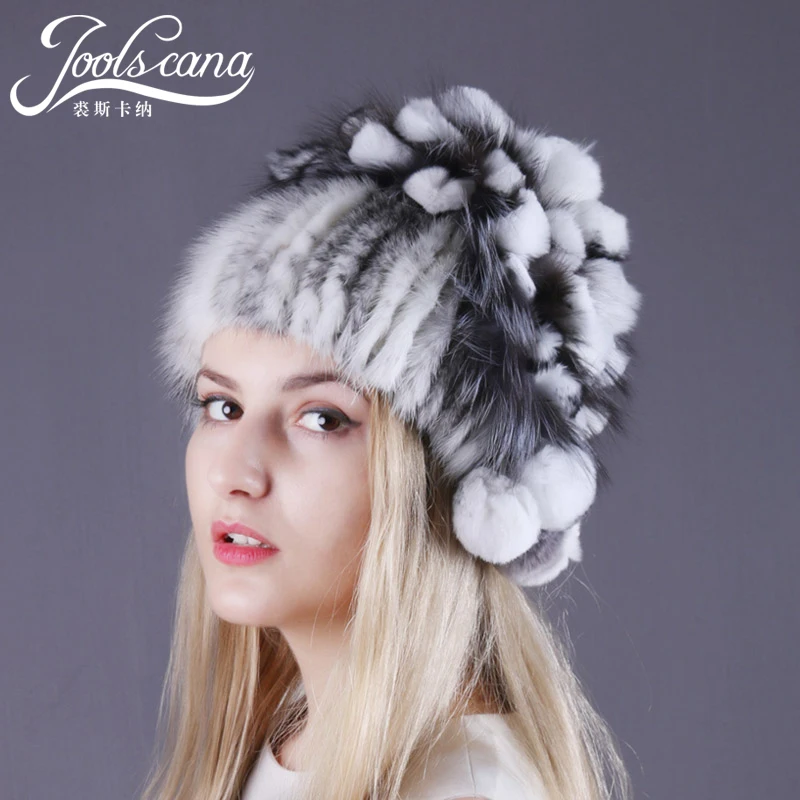 

Joolscana mink fur hat women cap winter women fashion russian real mink with fur pompom new brand 2018 warm
