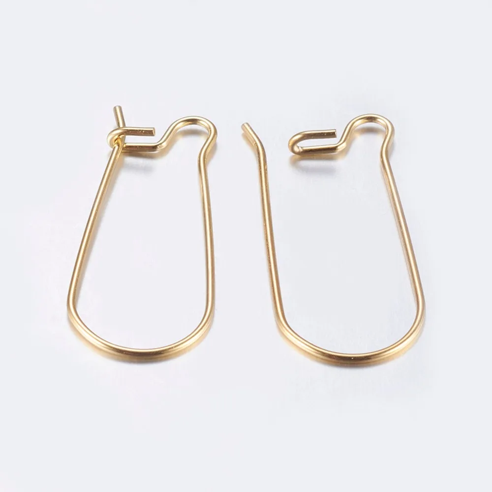 

100pcs 304 Stainless Steel Hoop Earrings for Earring Jewelry Making Findings Accessories Golden; Pin: 0.8mm 25x10.5x2.5mm