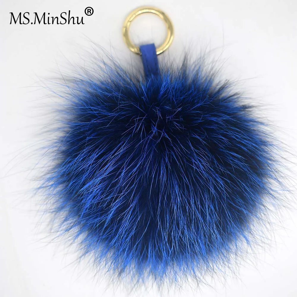 

Ms.MinShu Genuine Fox Fur Pompom Charm Big Fox Fur Ball Keyring Natural Fur Pom pom Bag Charm Plush Fur Pompom Charm
