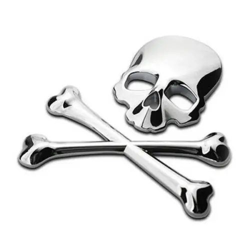 

1Pcs 3D Skull Metal Skeleton Crossbones Car Sticker Label Skull Emblem Badge car styling stickers accessories Black/silver/gold