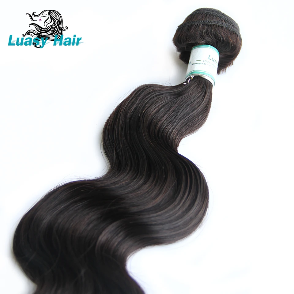 Luasy бразильские человеческие волосы пучки с закрытием волнистые Remy человеческие волосы плетение 3 пучка с закрытием шнурка натуральный цвет