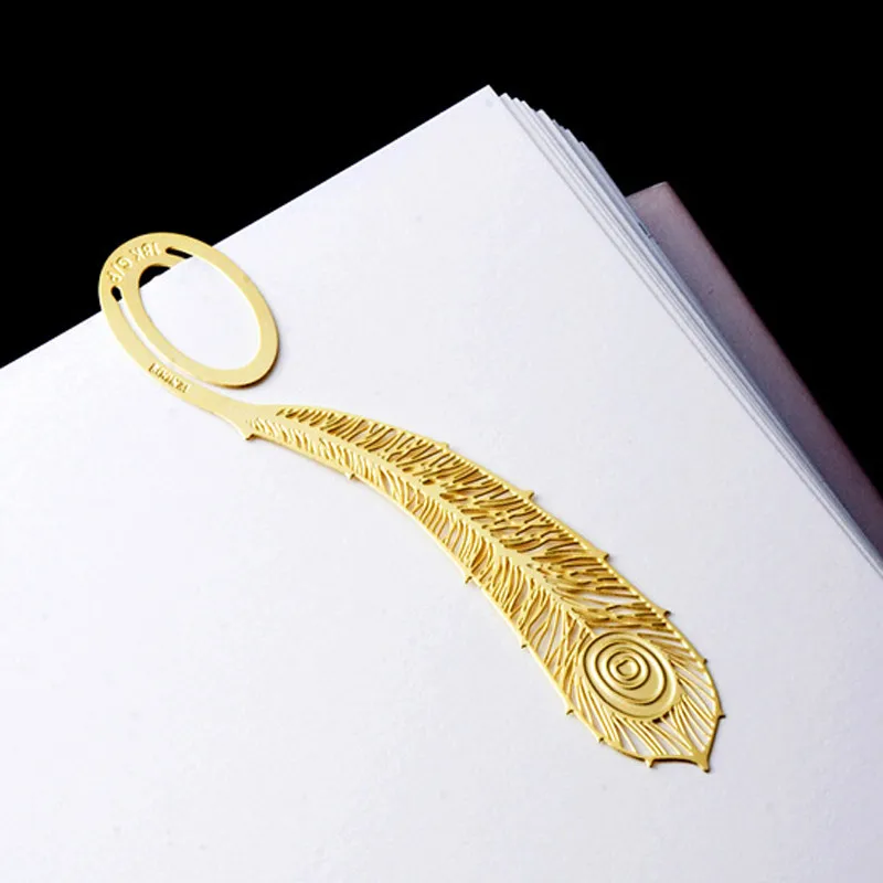 

2Pcs Book Magazine Label Mark Kid Reading Bookmark Feather Metal Clip