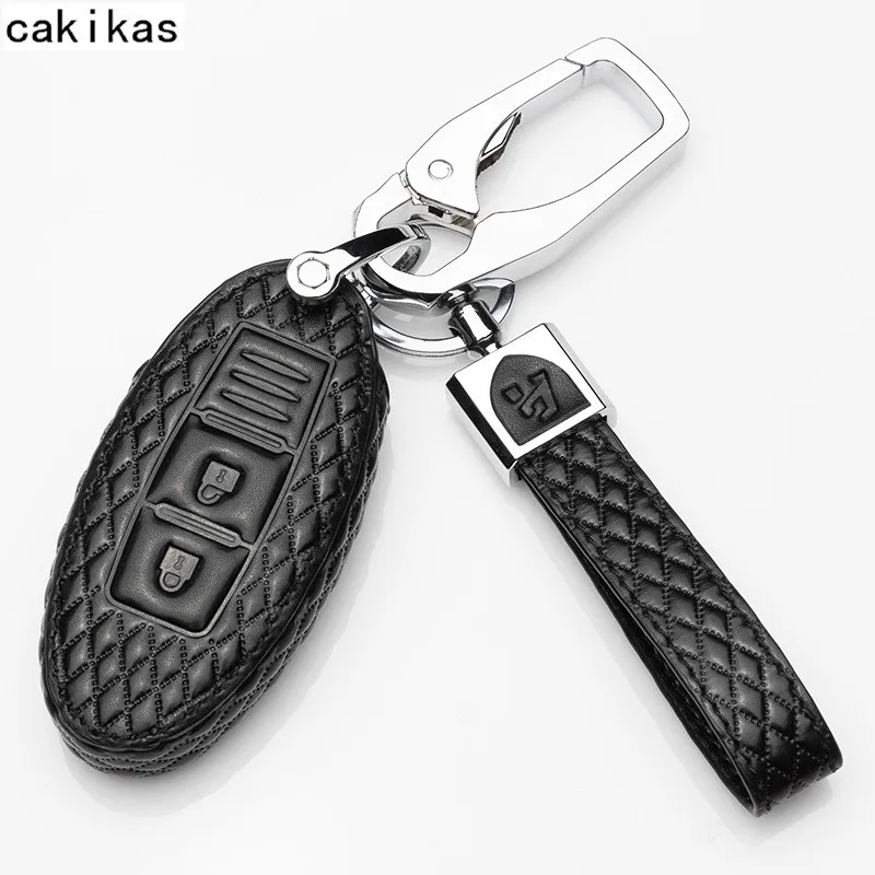 

Genuine Leather Car Key Fob Cover case Shell for Nissan X-Trail Teana Tiida Qashqai sunny Livina Sylphy Car key Holder