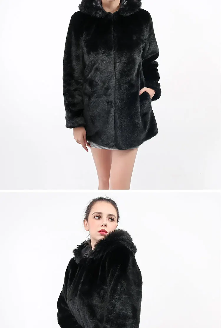 Модное пальто из искусственного меха норки Новая Элегантная женская верхняя одежда с длинными рукавами Норковое Пальто, длинная куртка черная теплая куртка
