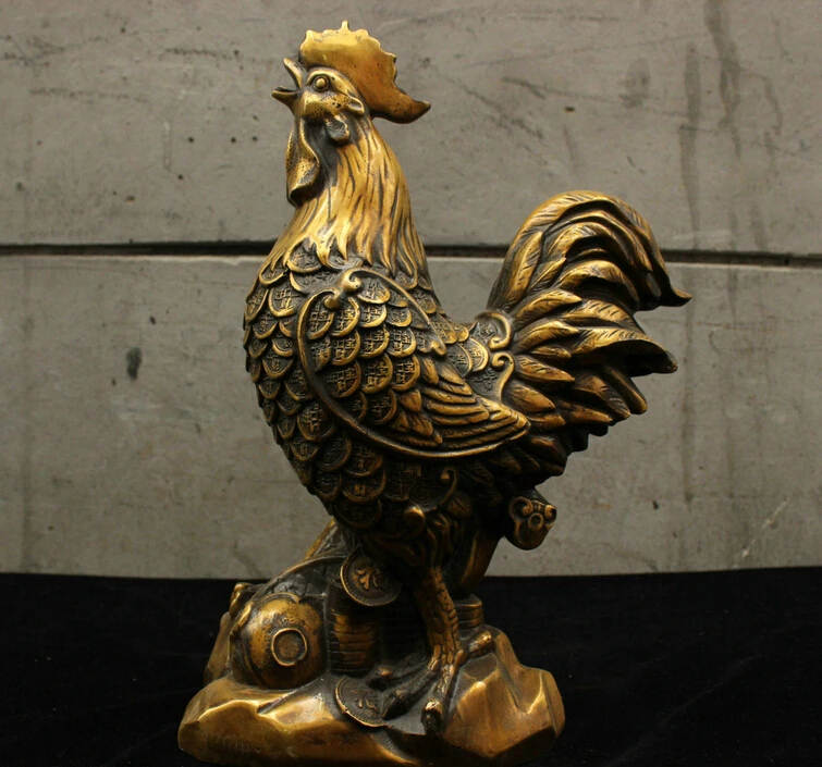 

Chinese China Folk Culture Handmade Brass Bronze Statue Lucky Chicken Sculpture