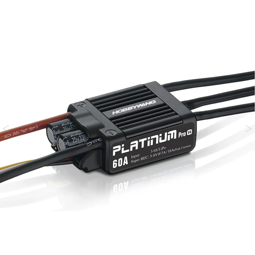 

High Quality HOBBYWING Platinum Pro 60A V4 3-6S Brushless ESC Speed Controller for RC Fixed wing dedicated Drone