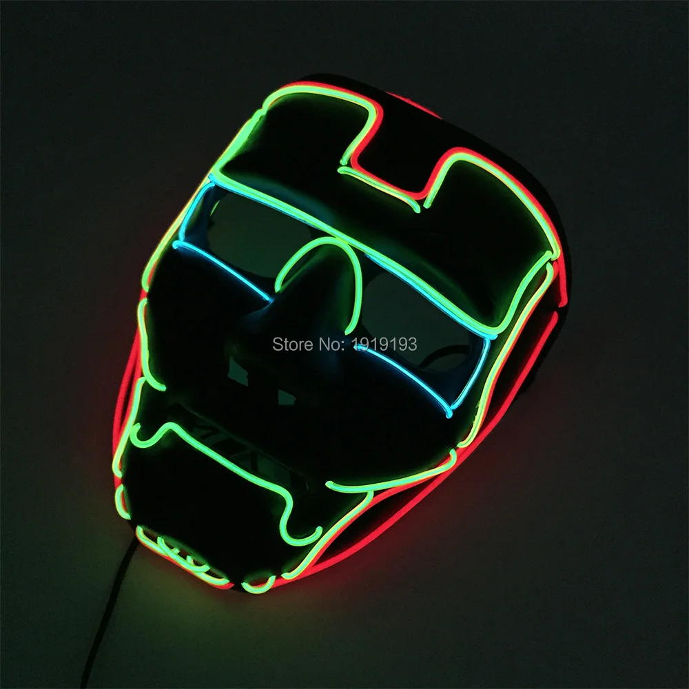 

Making Fashion Accesorry EL Cold Light Breakdance Mask High End Wedding Birthday Led Strip Neon Ironman Flashing Mask Creative