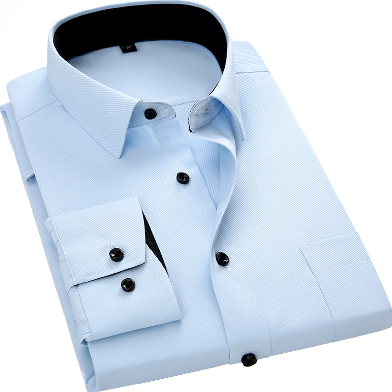 Prix Hommes Chemise À Manches Longues Slim Fit Style Conception Solide Couleur Casual Robe Chemise Homme Sociale Marque Hommes Vêtements 2019 nouveau